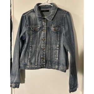 Forever 21 Jean Jacket Blue Denim Button Up Medium Wash Size S Front Pockets